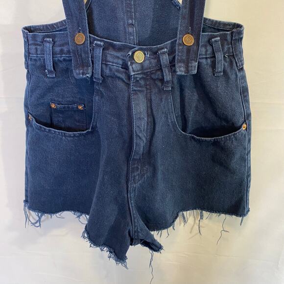 L.e.i Women's Vintage Y2K‎ 90's Suspender Overalls Cutoff Denim Romper - Picture 2 of 11
